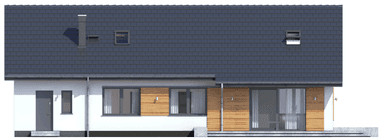 Elewacja tylna domu jednorodzinnego Terrier MAX z garażem