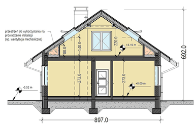 Przekrój domu jednorodzinnego Terrier MAX z garażem