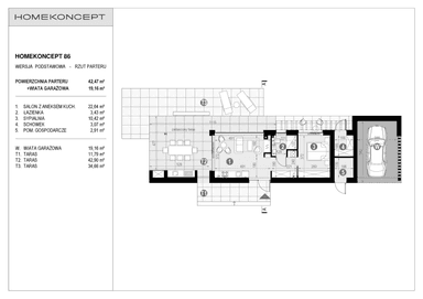 Rzut kondygnacji w projekcie domu HomeKoncept 86