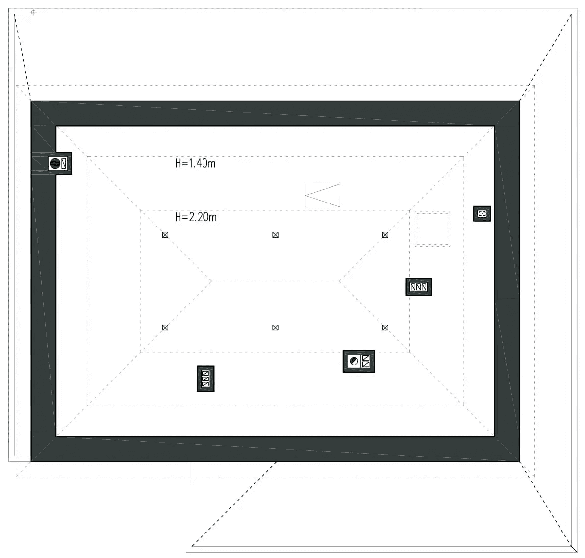 Rzut poddasza domu jednorodzinnego CIEKAWY D48