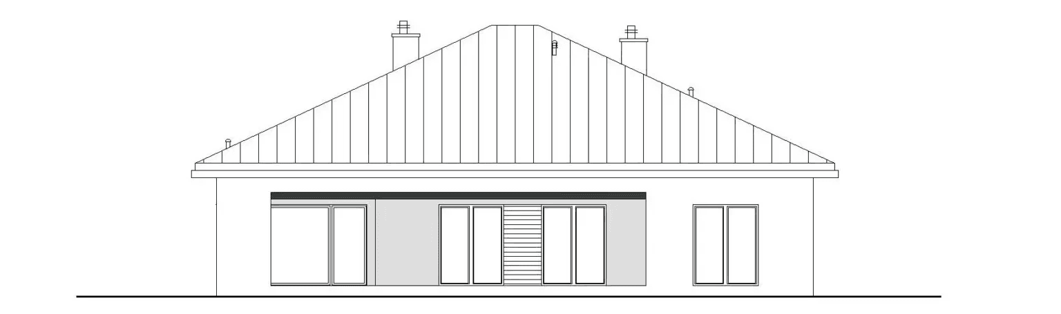 Elewacja tylna domu jednorodzinnego DOSTĘPNY D45