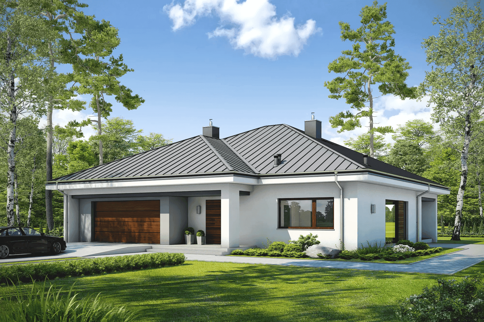 Wizualizacja domu jednorodzinnego DOSTĘPNY D45