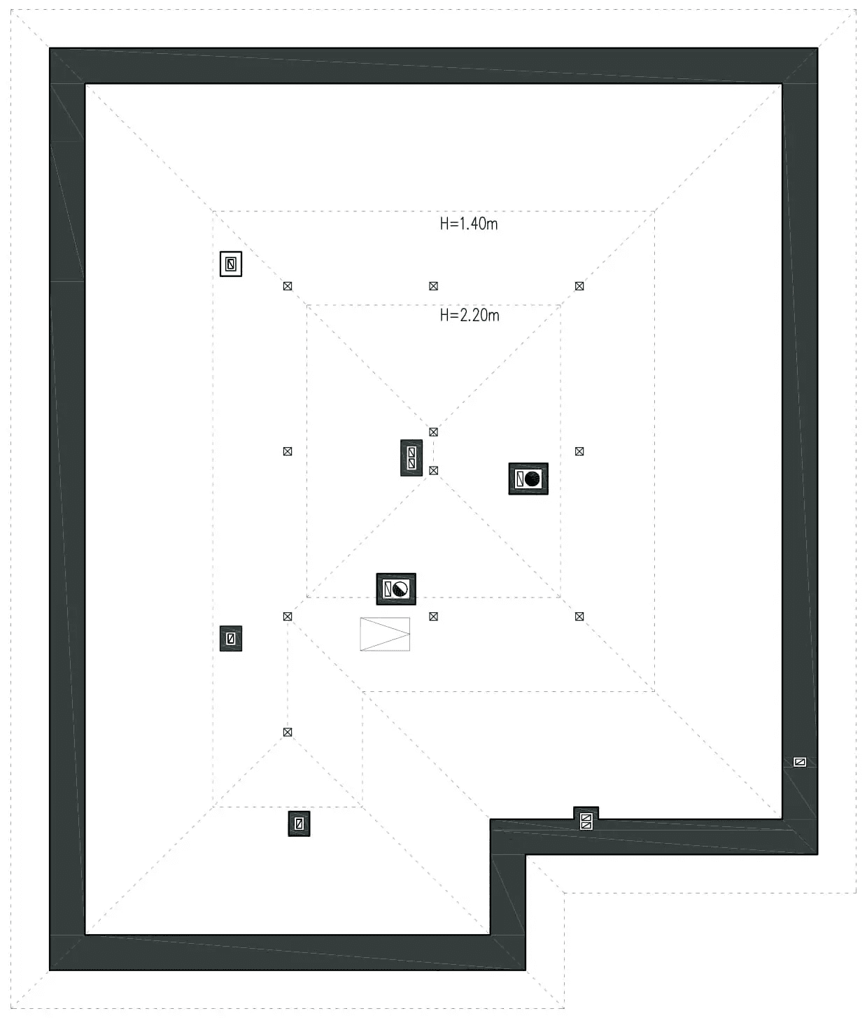 Rzut poddasza domu jednorodzinnego DOSTĘPNY D45 wariant I
