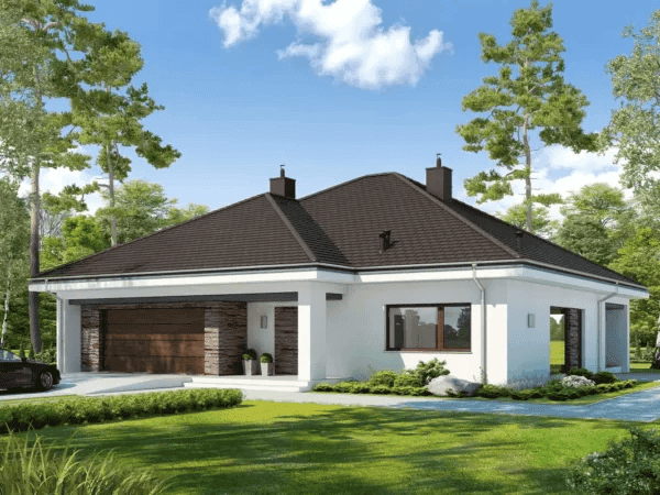 Wizualizacja domu jednorodzinnego DOSTĘPNY D45 wariant IV