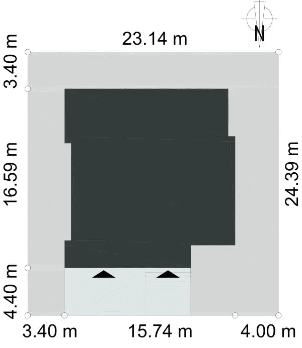 Rzut usytuowania domu jednorodzinnego EKSPONOWANY D69