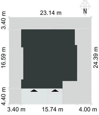 Rzut usytuowania domu jednorodzinnego EKSPONOWANY D69