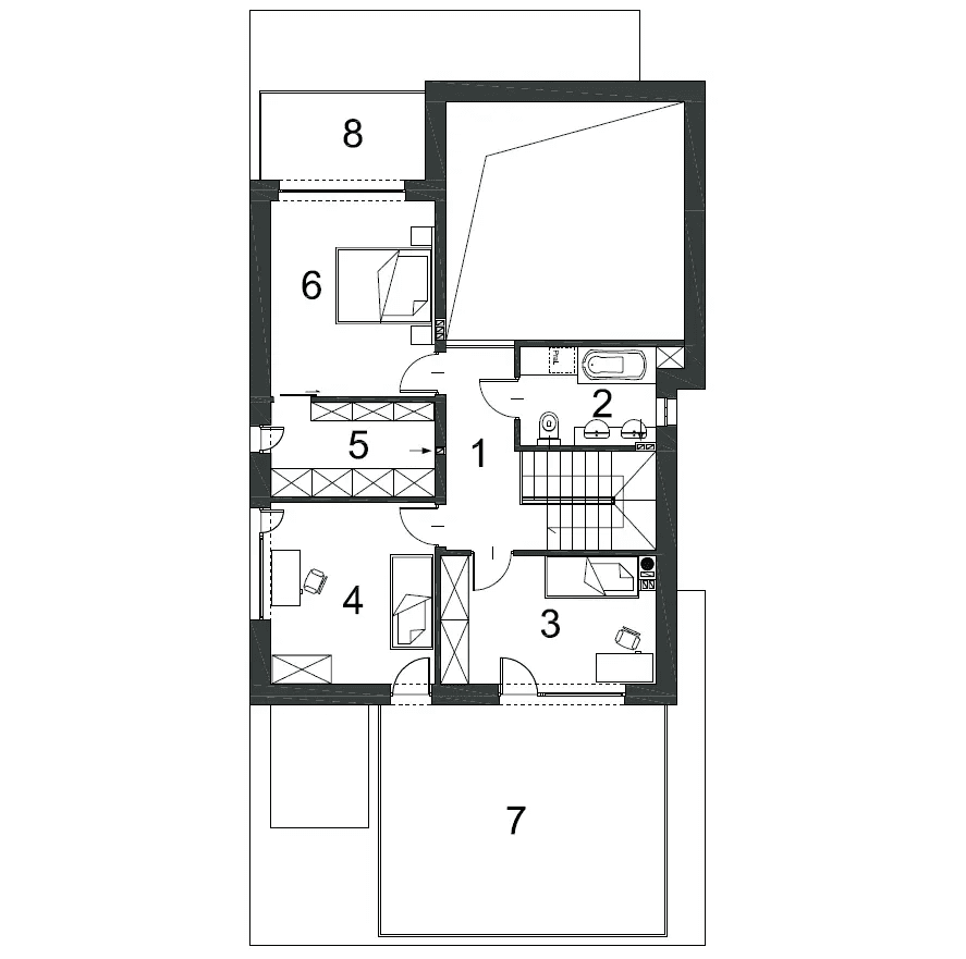 Rzut piętra domu jednorodzinnego GUSTOWNY D39
