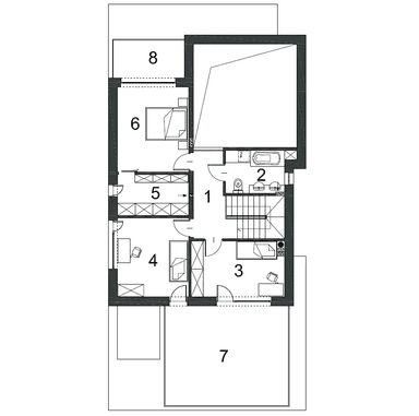 Rzut piętra domu jednorodzinnego GUSTOWNY D39