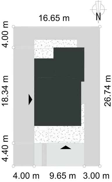 Rzut usytuowania domu jednorodzinnego GUSTOWNY D39 wariant I