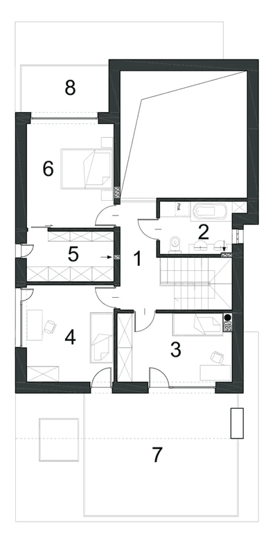 Rzut piętra domu jednorodzinnego GUSTOWNY D39 wariant I