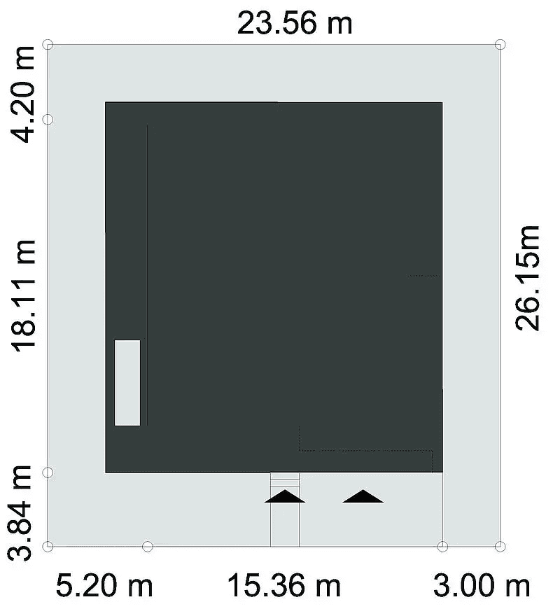 Rzut usytuowania domu jednorodzinnego HARMONIJNY D56 wariant I