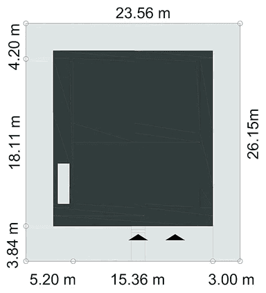 Rzut usytuowania domu jednorodzinnego HARMONIJNY D56 wariant II na działce