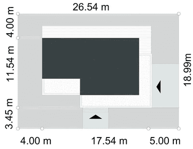 Rzut usytuowania domu jednorodzinnego INTENSYWNY D74 na działce