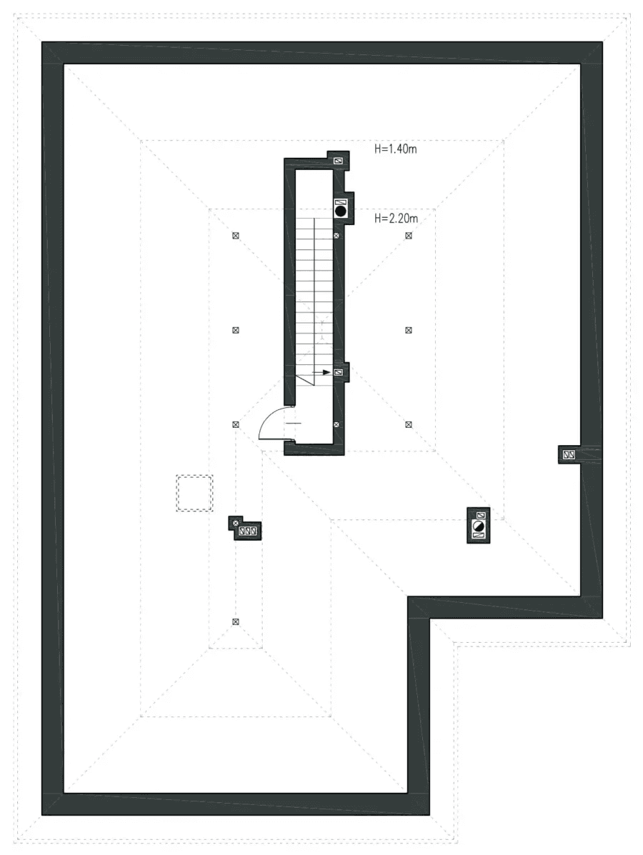 Rzut poddasza domu jednorodzinnego NATURALNY D60