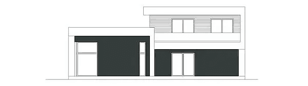 Elewacja tylna domu jednorodzinnego NOWATORSKI D57