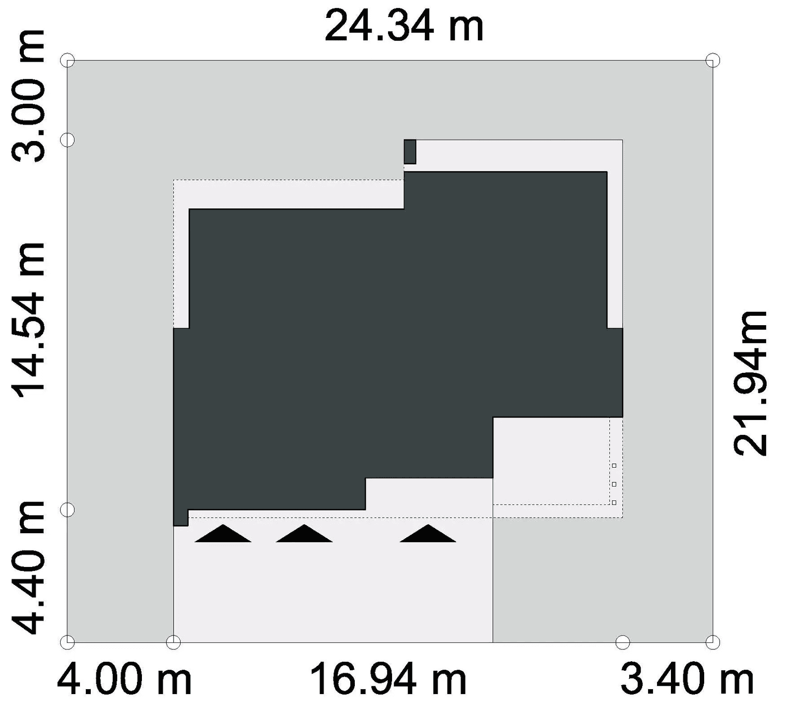 Rzut usytuowania domu jednorodzinnego NOWATORSKI D57 na działce