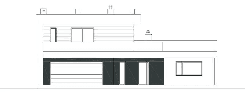 Elewacja frontowa domu jednorodzinnego NOWATORSKI D57 wariant I