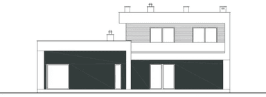 Elewacja tylna domu jednorodzinnego NWATORSKI D57 watiant I