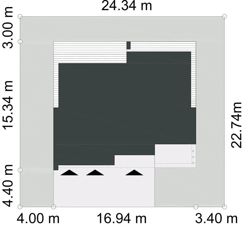 Rzut usytuowania domu jednorodzinnego DOSTĘPNY D45NOWATORSKI D57 wariant I