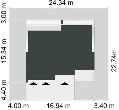 Rzut usytuowania domu jednorodzinnego DOSTĘPNY D45NOWATORSKI D57 wariant I