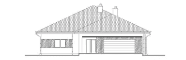 Elewacja frontowa domu jednorodzinnego ODPOWIEDNI D66
