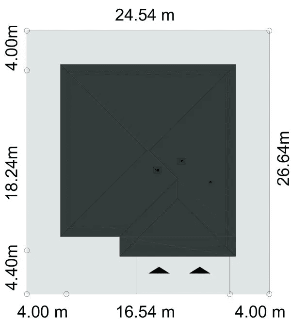 Rzut usytuowania domu jednorodzinnego ODPOWIEDNI D66 na działce