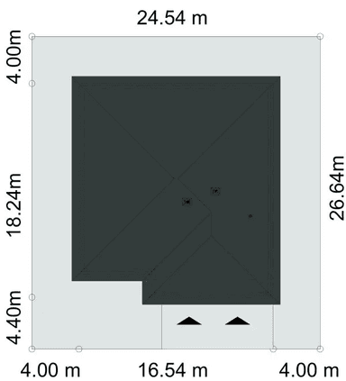 Rzut usytuowania domu jednorodzinnego ODPOWIEDNI D66 na działce