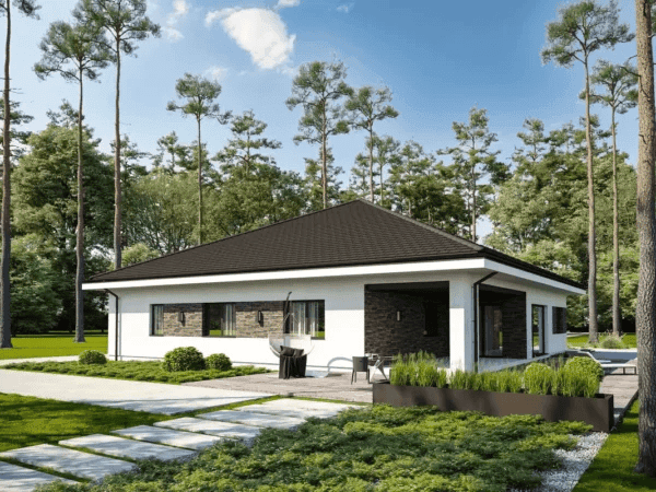 Wizualizacja domu jednorodzinnego ODPOWIEDNI D66