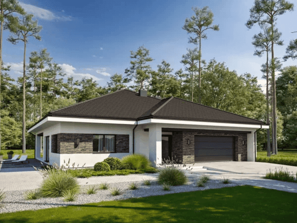 Wizualizacja domu jednorodzinnego ODPOWIEDNI D66