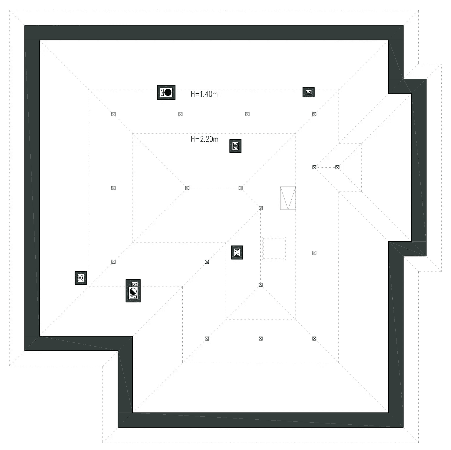 Rzut poddasza domu jednorodzinnego OKREŚLONY D63
