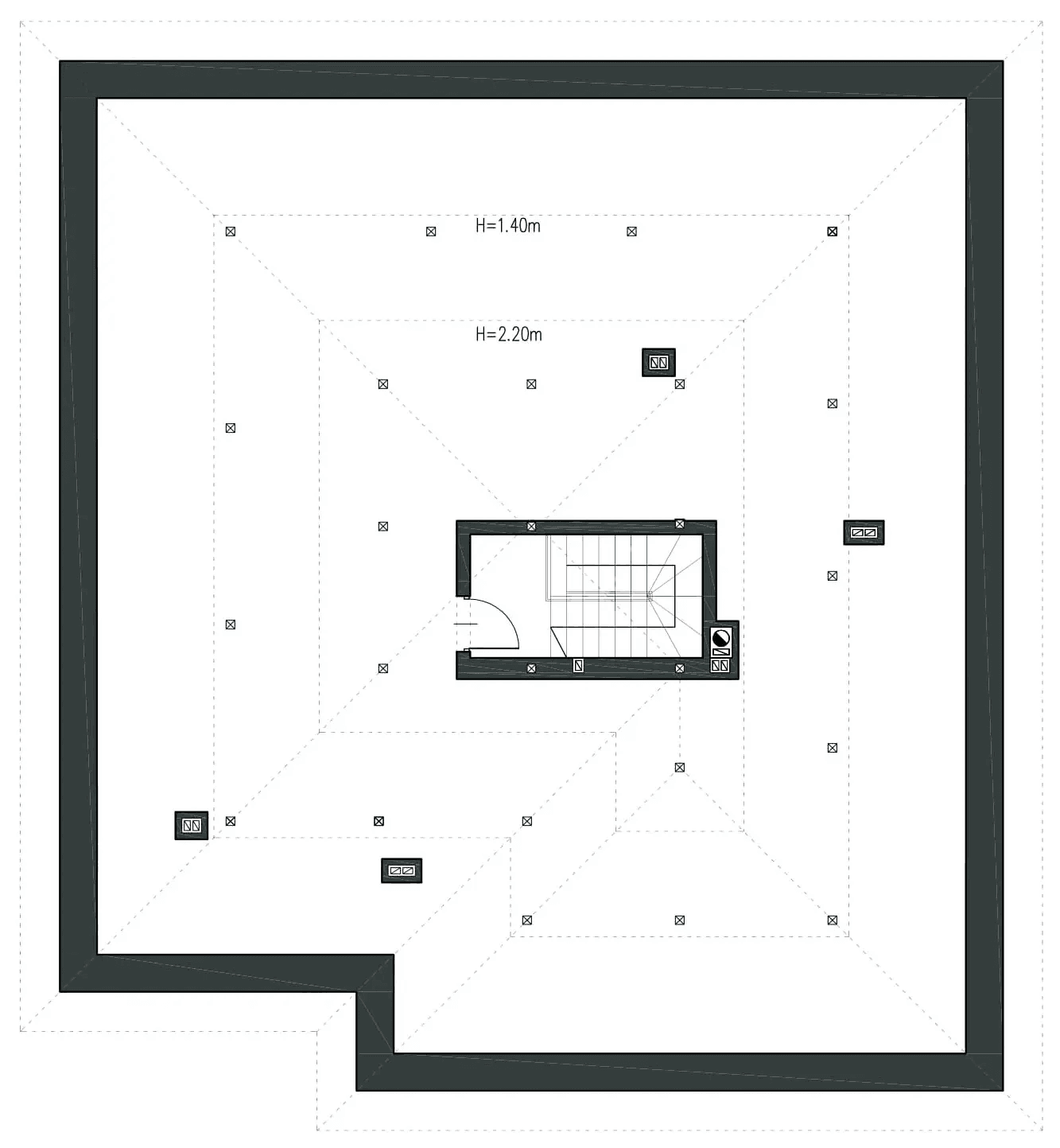 Rzut poddasza domu jednorodzinnego PEWNY D65