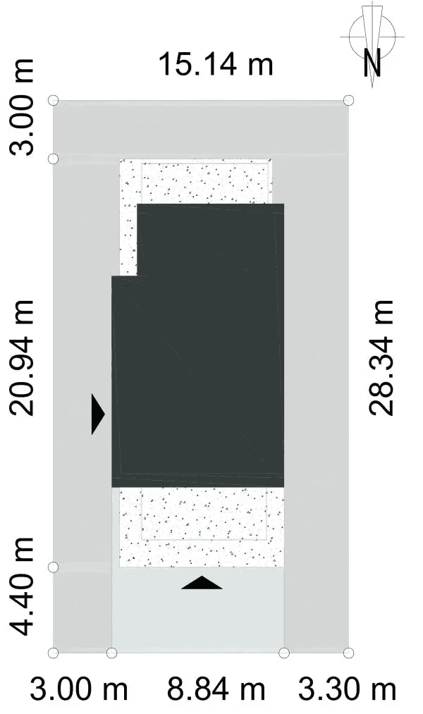 Rzut usytuowania domu jednorodzinnego PORYWAJĄCY D67