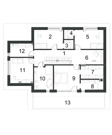 Rzut poddasza domu jednorodzinnego POSZUKIWANY D68