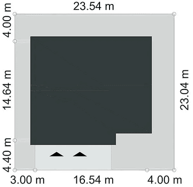 Rzut usytuowania domu jednorodzinnego PRZYSTĘPNY D61
