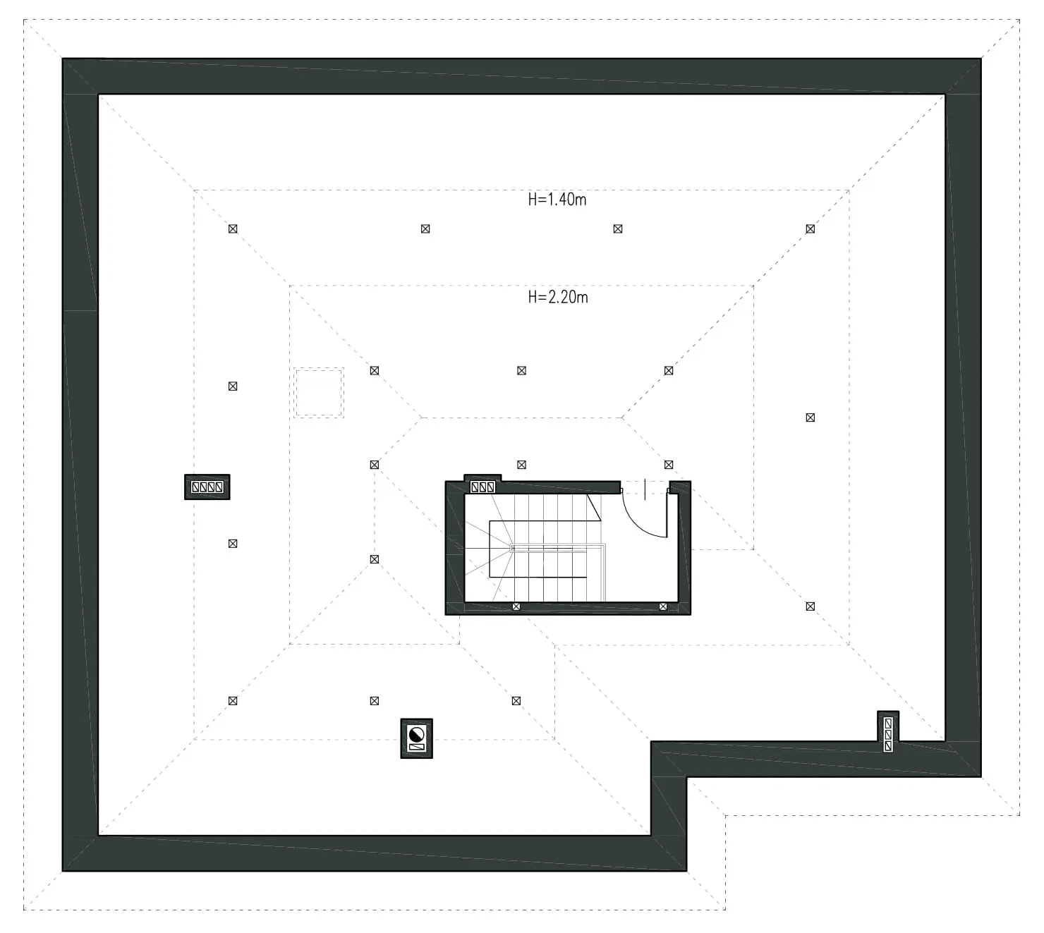 Rzut poddasza domu jednorodzinnego PRZYSTĘPNY D61