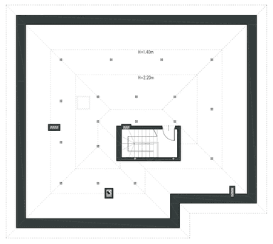 Rzut poddasza domu jednorodzinnego PRZYSTĘPNY D61