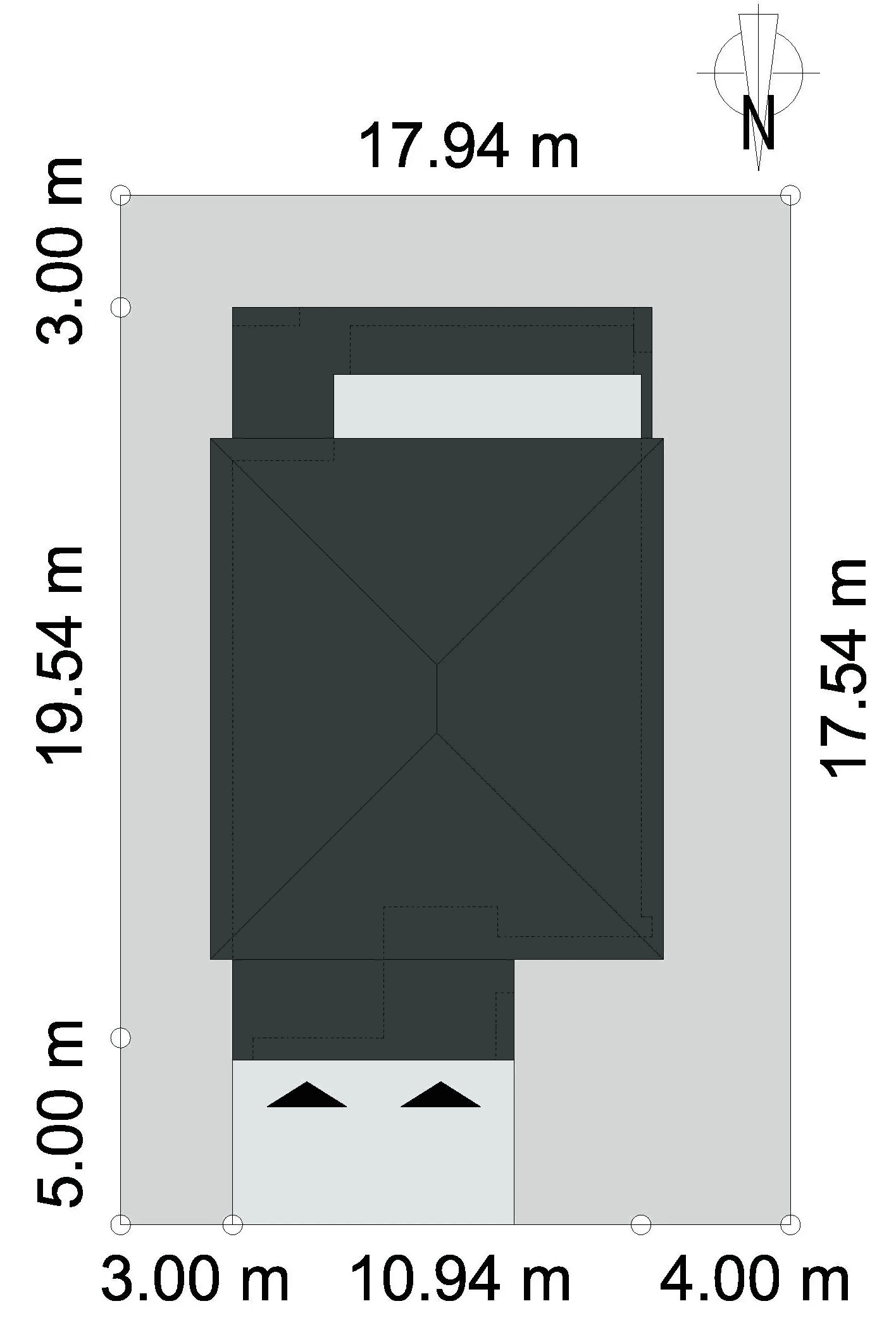 Rzut usytuowania domu jednorodzinnego Bocian 4SPOKOJNY D51 na działce