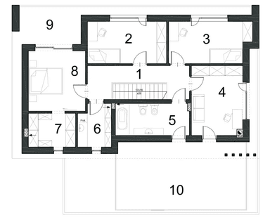 Rzut piętra domu jednorodzinnego STANOWCZY D70