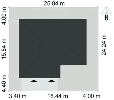 Rzut usytuowania domu jednorodzinnego SWOBODNY D76
