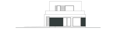 Elewacja prawa domu jednorodzinnego SZYKOWNY D43