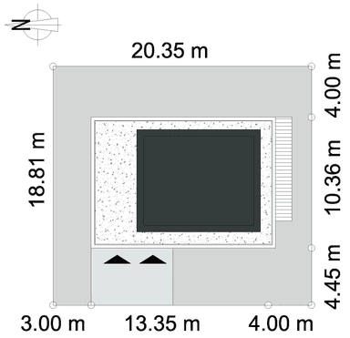 Rzut usytuowania domu jednorodzinnego SZYKOWNY D43 na działce