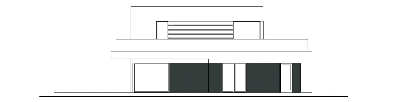 Elewacja tylna domu jednorodzinnego SZYKOWNY D43
