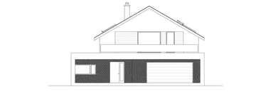 Elewacja frontowa domu jednorodzinnego TWÓRCZY D79