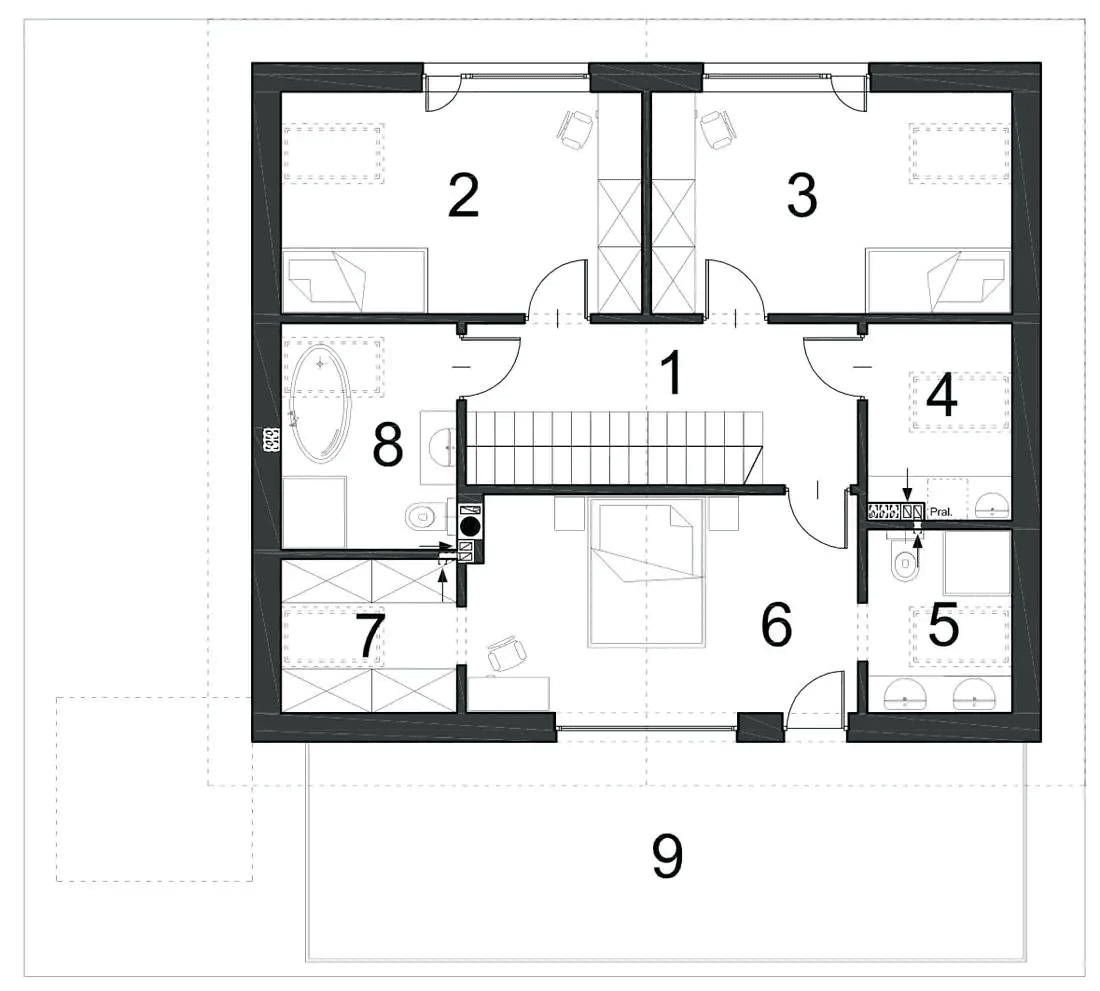 Rzut poddasza domu jednorodzinnego TWÓRCZY D79