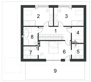 Rzut poddasza domu jednorodzinnego TWÓRCZY D79