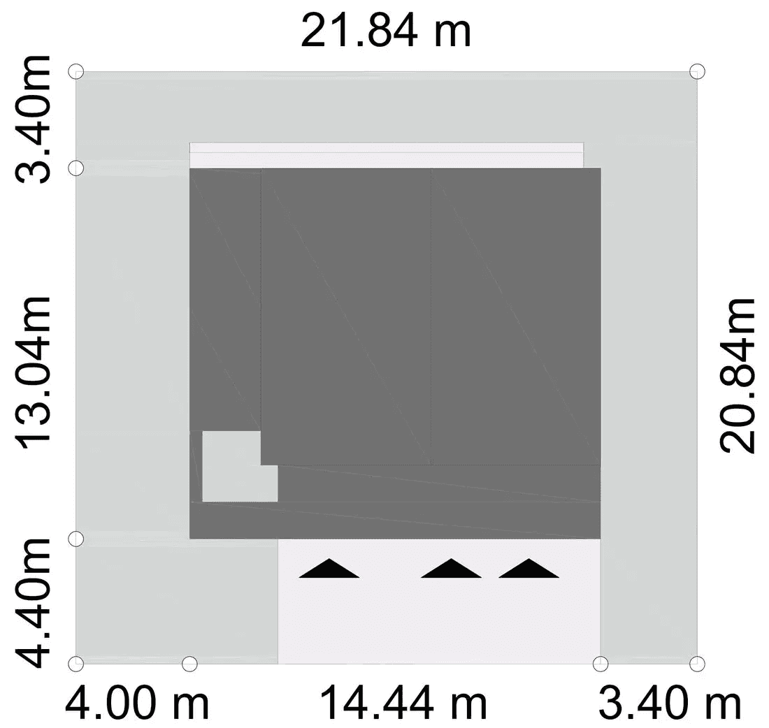 Rzut usytuowania domu jednorodzinnego TWÓRCZY D79 na działce
