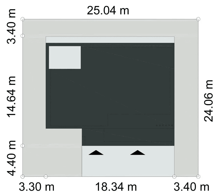 Rzut usytuowania domu jednorodzinnego WYSZUKANY D64