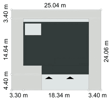 Rzut usytuowania domu jednorodzinnego WYSZUKANY D64