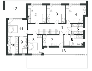 Rzut piętra domu jednorodzinnego WYSZUKANY D64