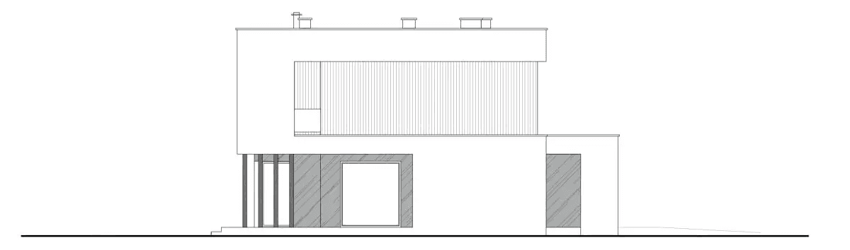 Elewacja lewa domu jednorodzinnego WYSZUKANY D64 wariant II